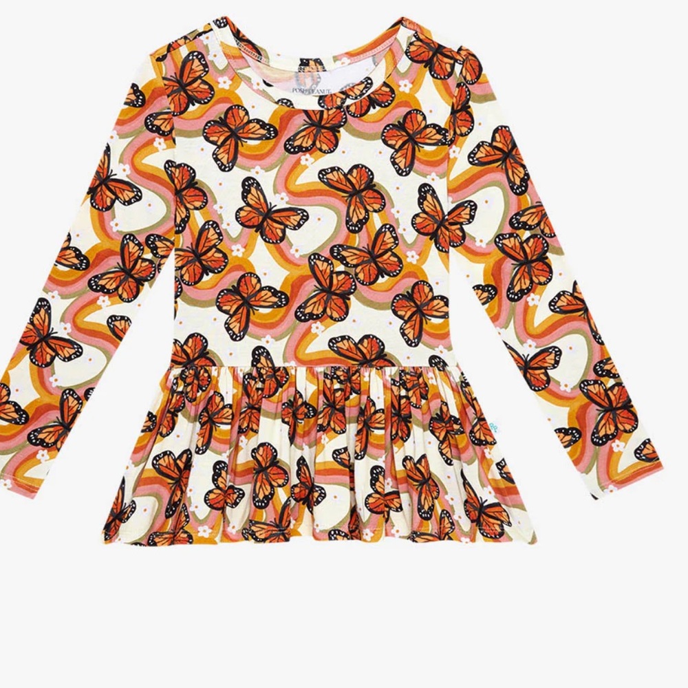Posh peanut butterfly peplum shirt 12yr nwt
